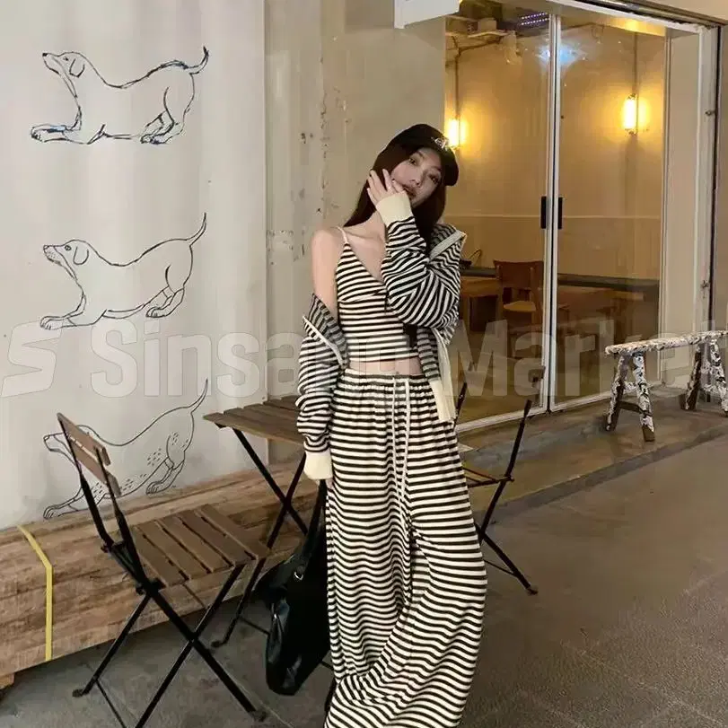 [빠른발송] 루즈단가라세트 나시 후드집업 팬츠 트레이닝
