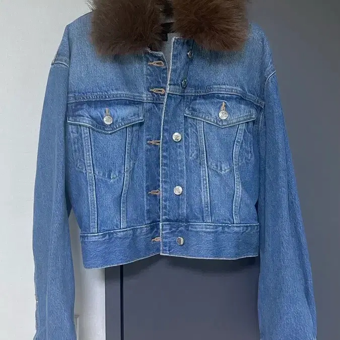 ZARA 퍼 카라 데님 자켓 S