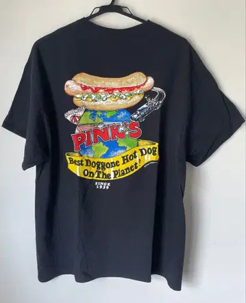 PINK'S Hot Dog T셔츠 XL 블랙 기업 tee