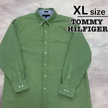 TOMMY HILFIGER 긴팔 셔츠 XL 라이트 그린 그린 무지 구제 의류