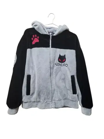 NEKURO 고양이 귀 퍼 후드티 블랙 그레이
