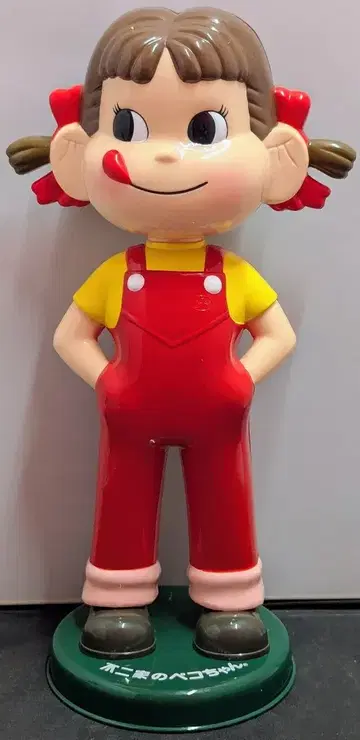 후지야 흔들인형 페코짱 인형 노멀눈 올플라스틱제/양철 받침대 그린