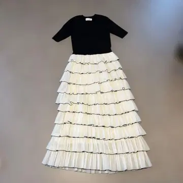 ACYM 도킹 프릴 원피스 맥시 길이 바이컬러