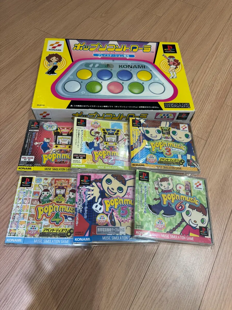 코나미 팝픈뮤직 컨트롤러 PS1 + 소프트 6종