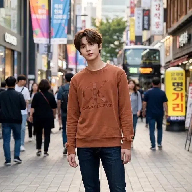 캘빈클라인진스 맨투맨 브라운