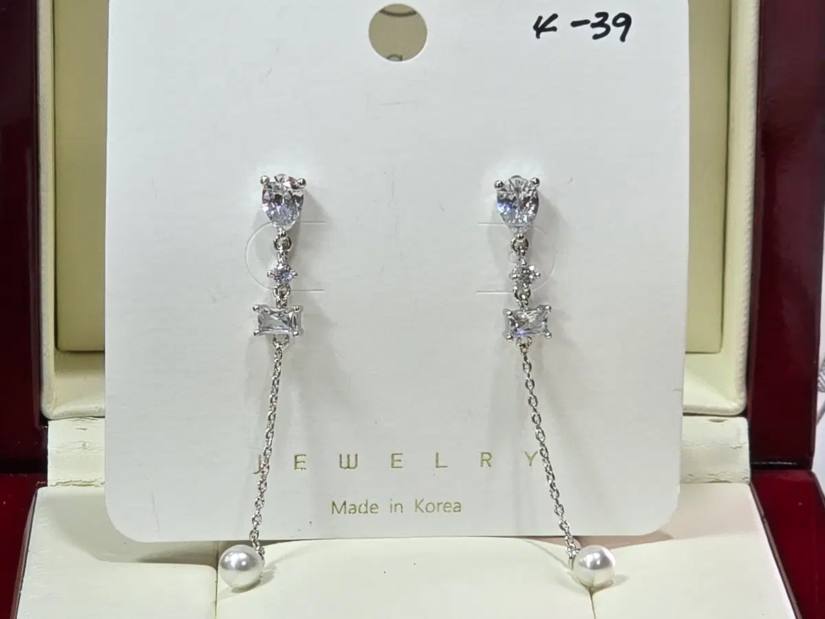 진주 드롭 이어링 925은침