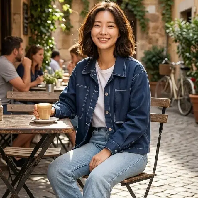 데님 자켓 블루