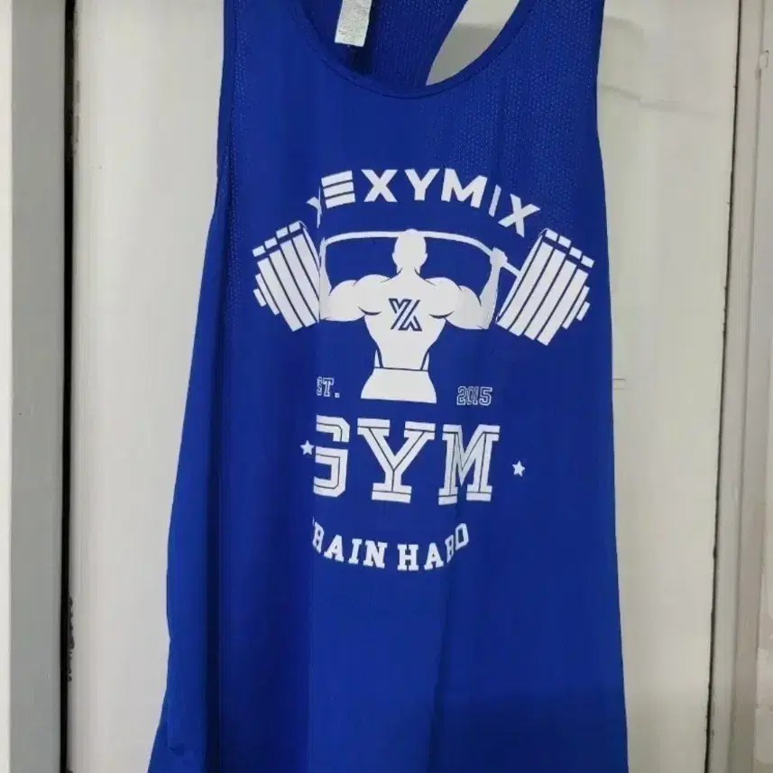 XEXYMIX 짐 웨어 민소매 블루