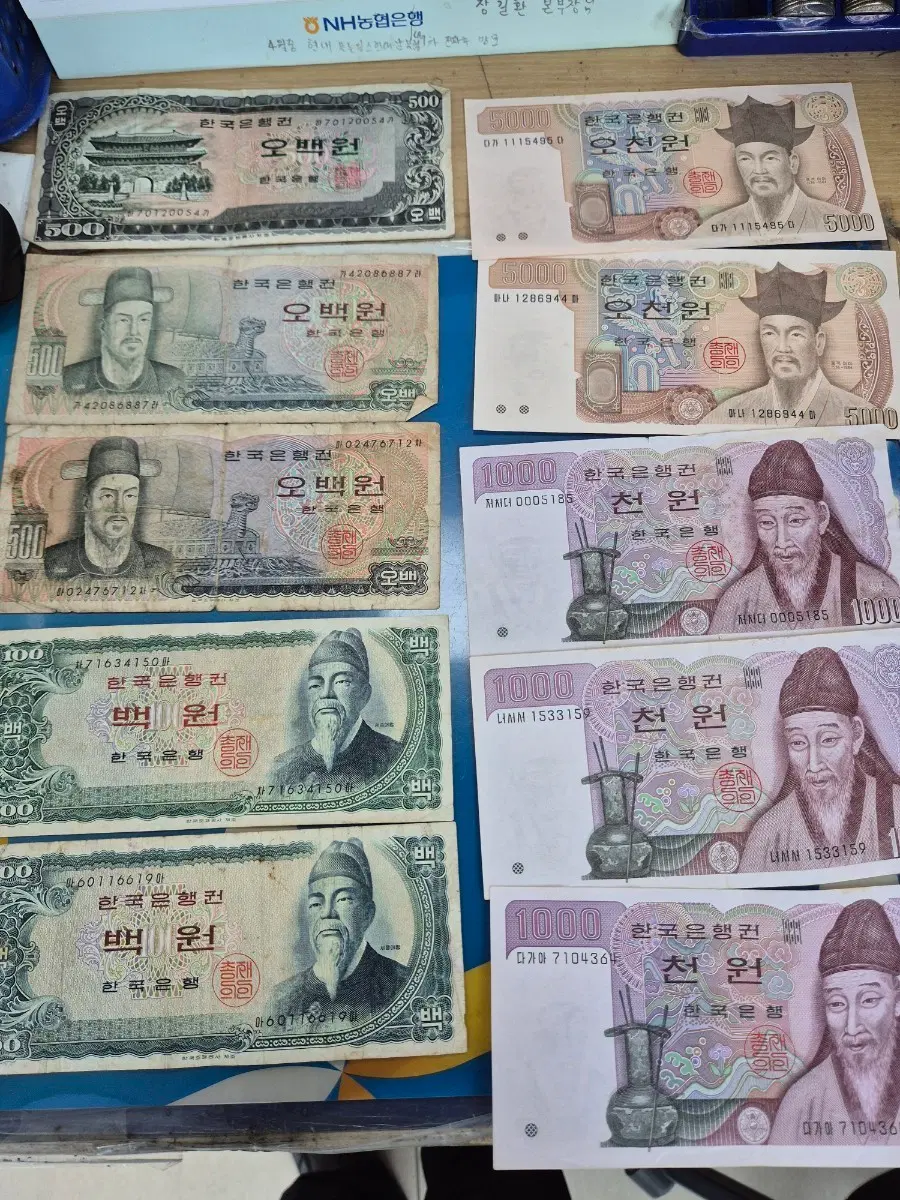 오백원 백원 오천원 천원구지페