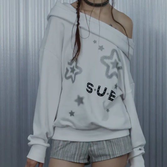 셋업이엑스이 SUE WIDE HOODIE TOP WHITE