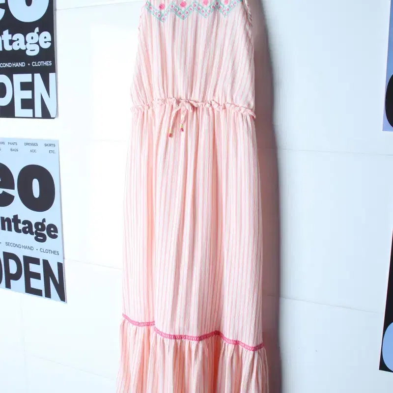 W(L-XL) 브랜드빈티지 반팔 티셔츠 원피스 드레스 핑크-H37092