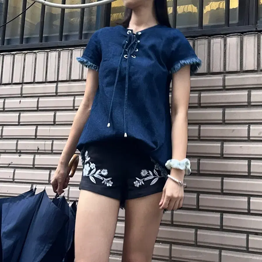 J.o.a 조아 청 데님 원피스 브라우스