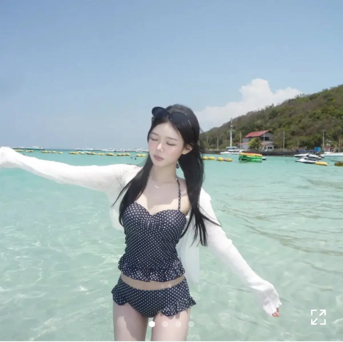 유비온 도트 프릴 셔링 비키니