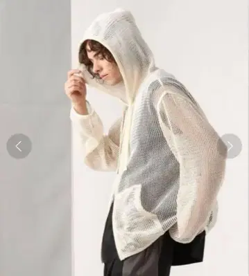메쉬 ZIP 후드티 화이트