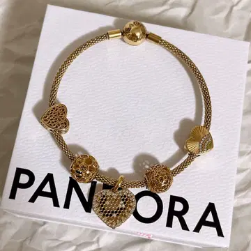 PANDORA 판도라 팔찌 참 세트 골드 컬러