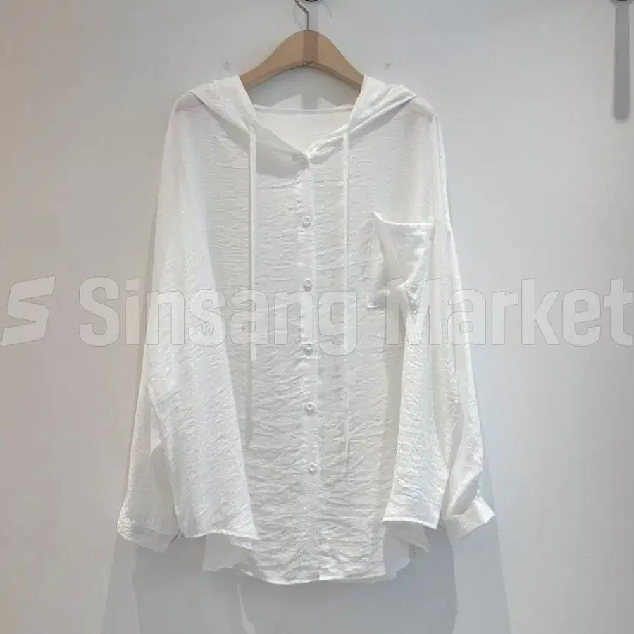 [빠른발송] 후드 셔츠 남방 루즈핏 오버핏 포켓 살안타템 여름 스트링 셔츠