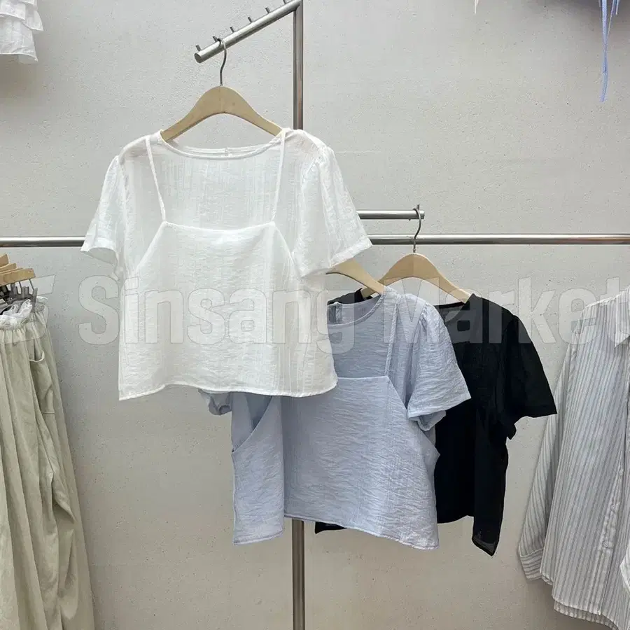 [빠른발송] SET 나시 블라우스 세트 텐셀 뷔스티에 레어이드 여름 25