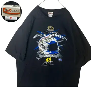 NASCAR 지미 존슨 4년 연속 챔피언 기념 블랙 빅 사이즈 T셔츠
