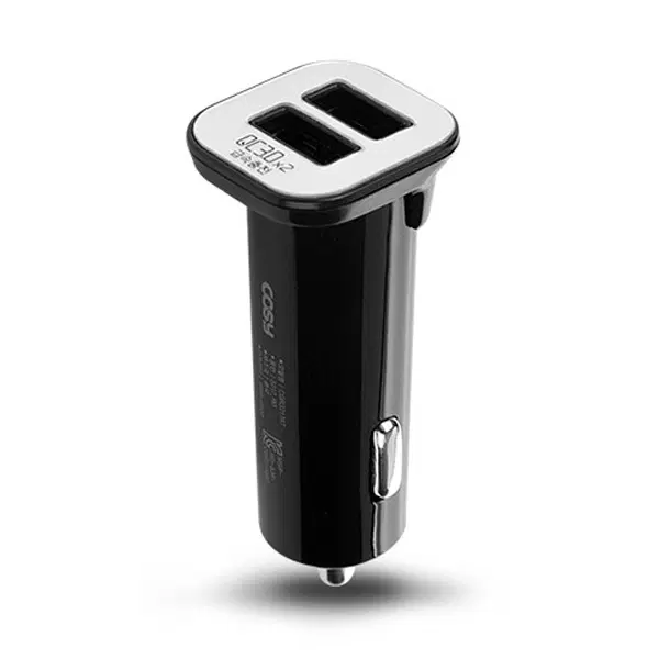 분리형 18W QC3.0 2포트 고속충전 차량용 충전기 블랙