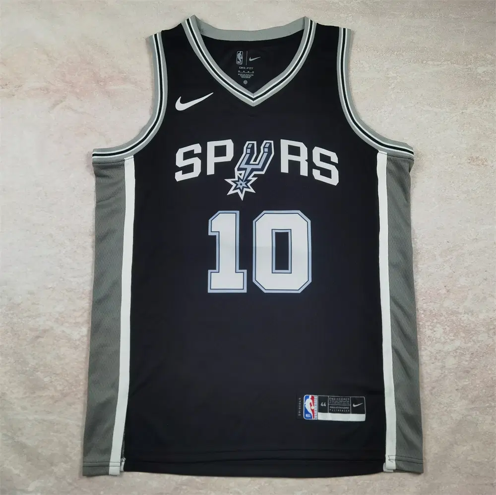 NBA 샌안토니오 스퍼스 소칸 10번 어웨이 에디션 농구 유니폼 남성 조끼 팬 저지 블랙