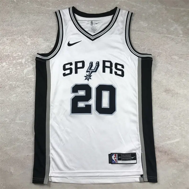 NBA 샌안토니오 스퍼스 지노빌리 20번 홈 에디션 농구 유니폼 남성 조끼 팬 저지 화이트