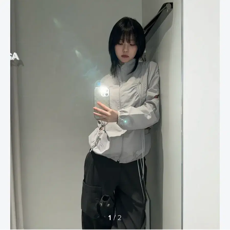 (새상품)나체 스트랩 와이드 카고 팬츠