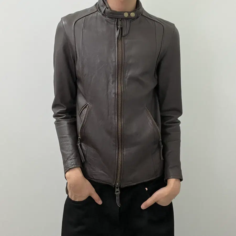 jpn vtg 빈티지 브라운 소가죽 싱글 라이더 자켓 M