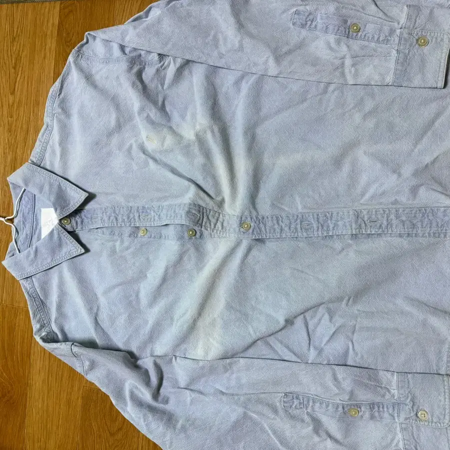 자라 데님 셔츠 [ZARA/L] 자라 자수 로고 데님 셔츠 (워시드 블루)