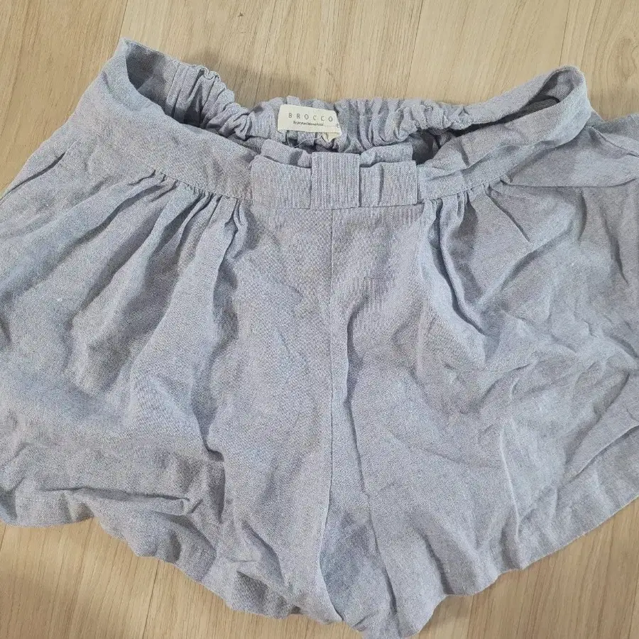[F] 브로콜리 여성 린넨 반바지 연한블루그레이