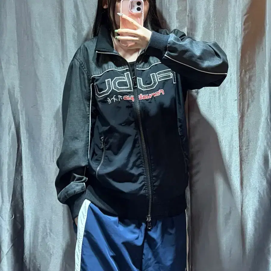 L FUBU 푸부 스펠링 로고 데님믹스 자켓