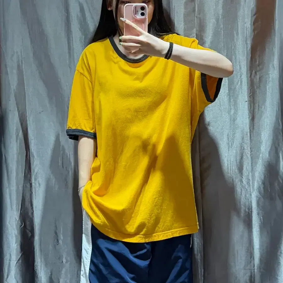 L 올드네이비 옐로우 하프 링거티
