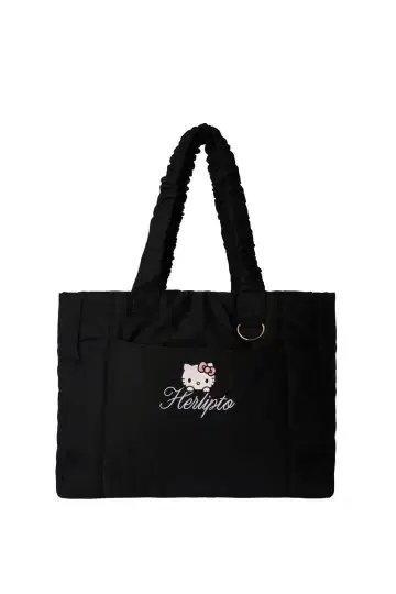 HLT x Hello Kitty 퍼퍼 토트 백 블랙