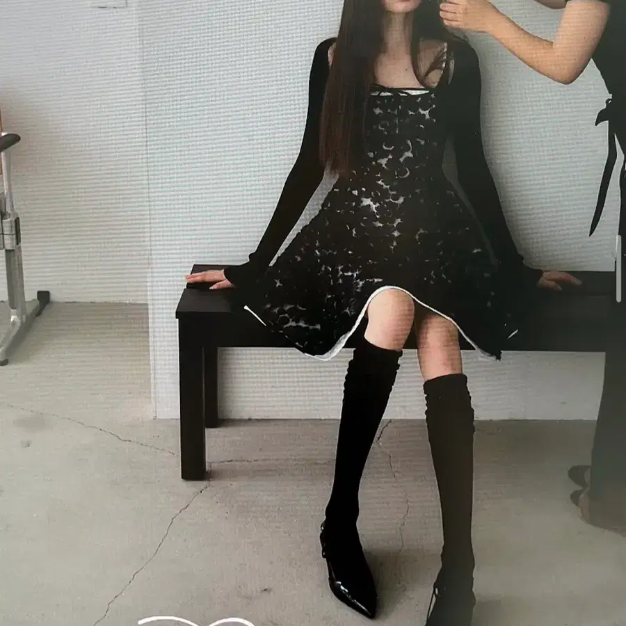 라벨르블랑 로즈 누아 원피스+볼레로 가디건(M새제품)
