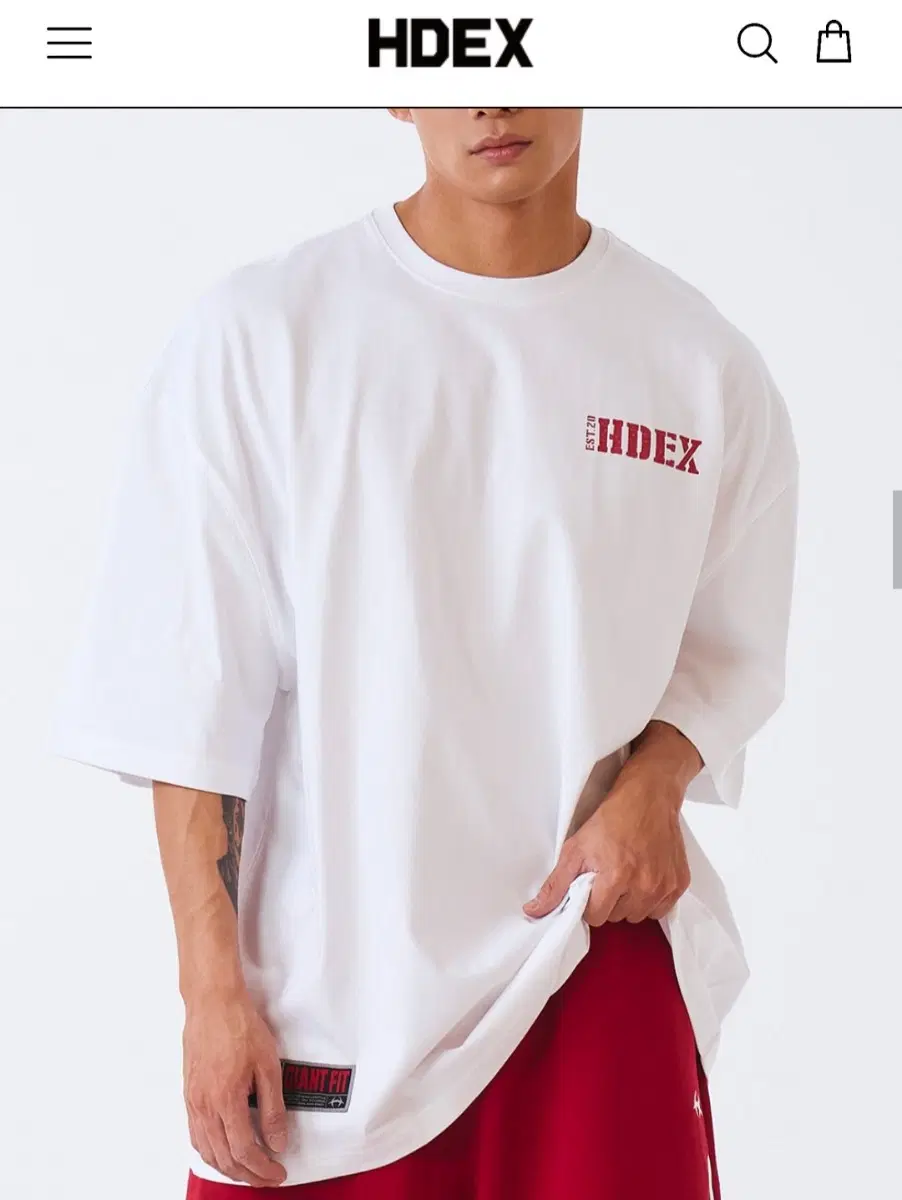 HDEX 3XL 코어 스몰 로고 자이언트핏 숏 슬리브 화이트