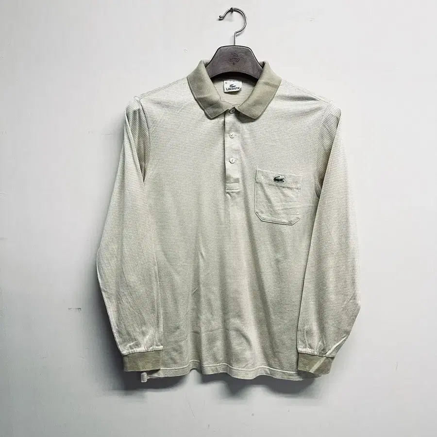 라코스테(LACOSTE) 베이지 패턴 긴팔 폴로 셔츠 / 카라 티셔츠 (95 사이즈)