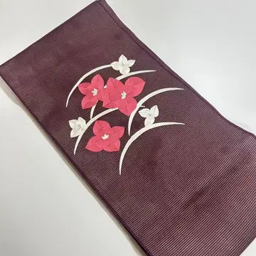 여름 나고야 오비 명주 자수 꽃무늬 기모노 스키 구락부 1444