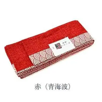 [ 남성용 오비 ] 최고급 삼승 금제 리버서블 오비 빨간색 무지와 파란색 해파 문양 일본제 미사용 새상품