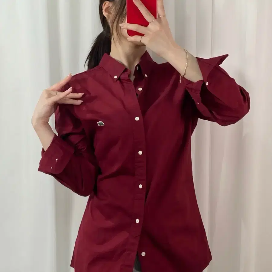라코스테 버건디 셔츠