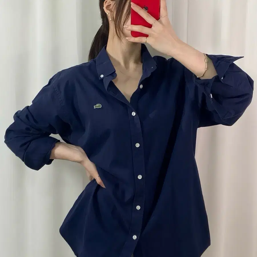 라코스테 네이비 와펜 셔츠