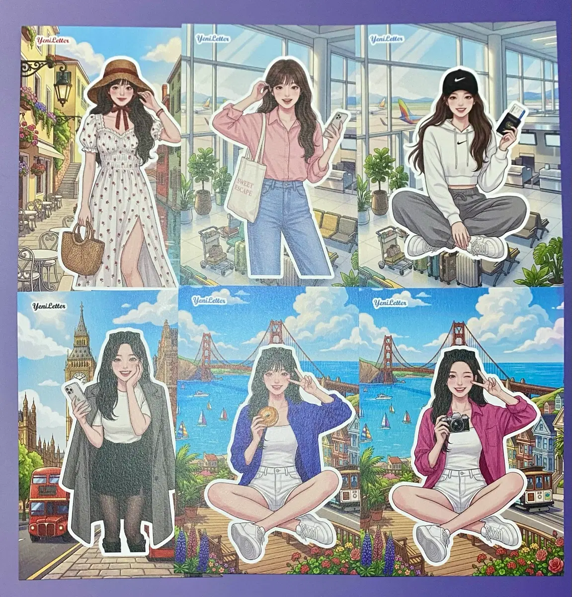 [인스] 예니레터 감성 인물 모조지 6장 Set