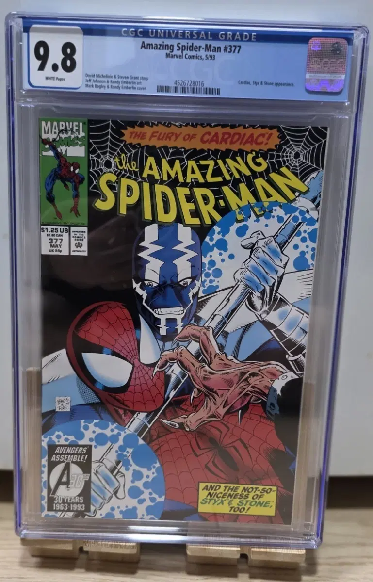 (교환가능) 1993년 마블 코믹스 어메이징 스파이더맨 377호 CGC 9.8 스파이더맨 토르 헐크 골동품 아이언맨 닥터스트레인지 타노스