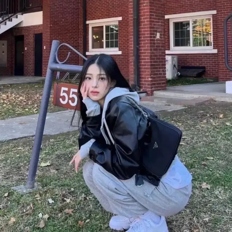 카키포인트 레더자켓 블랙