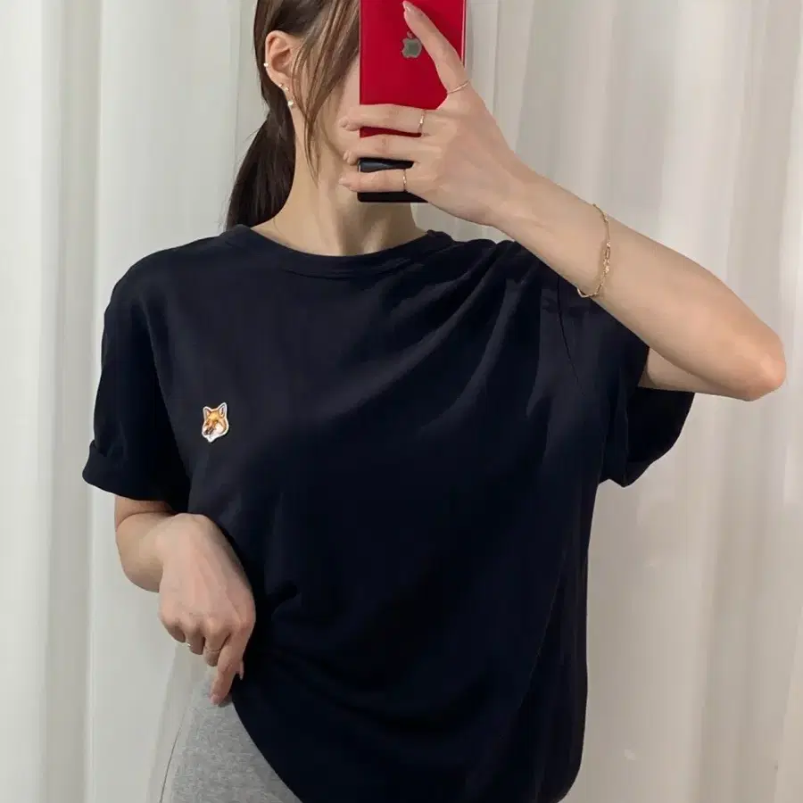 메종키츠네 여우 와펜 라운드 티