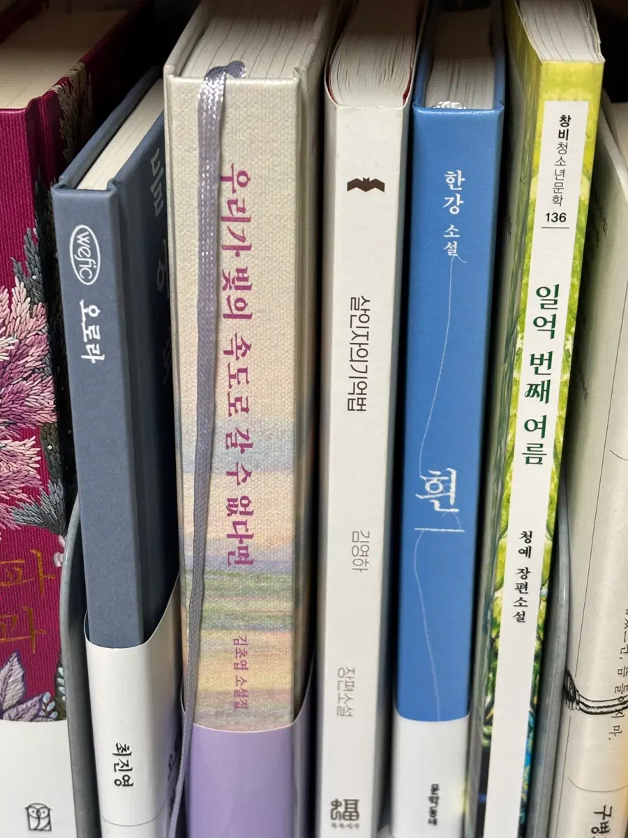 한강 흰, 일억번째 여름, 오로라, 살인자의 기억법, 우리가 빛의 속도로 갈 수 없다면