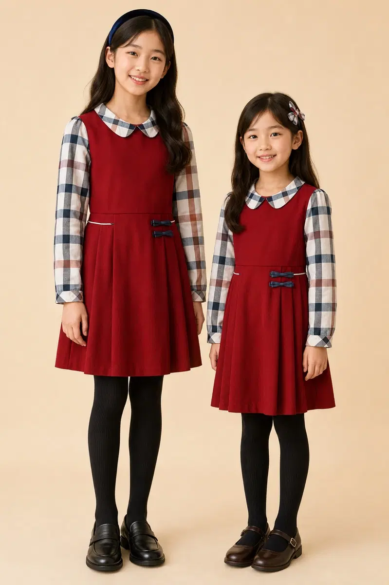 150사이즈 닥스키즈리틀 모직 원피스 블라우스 정품 버건디색