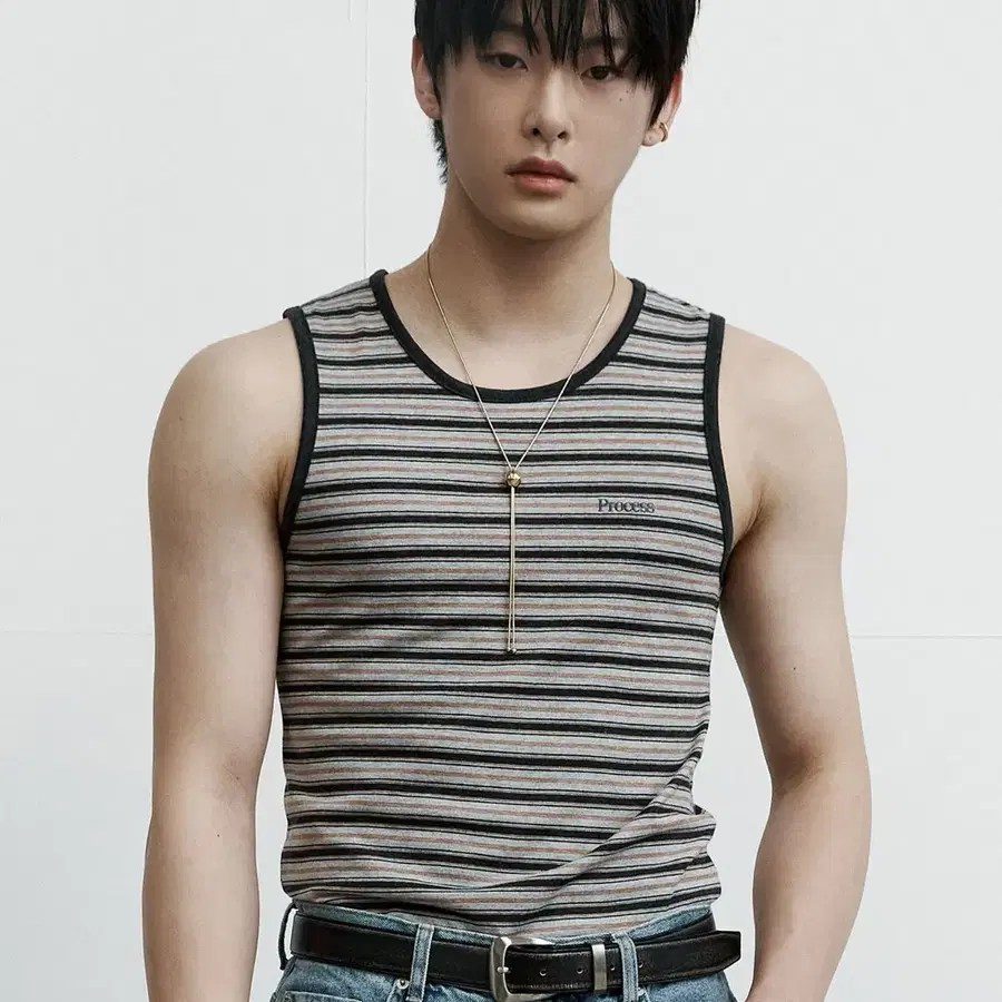 프로세스 Multi Stripe Sleeveless Brown 민소매 나시 2