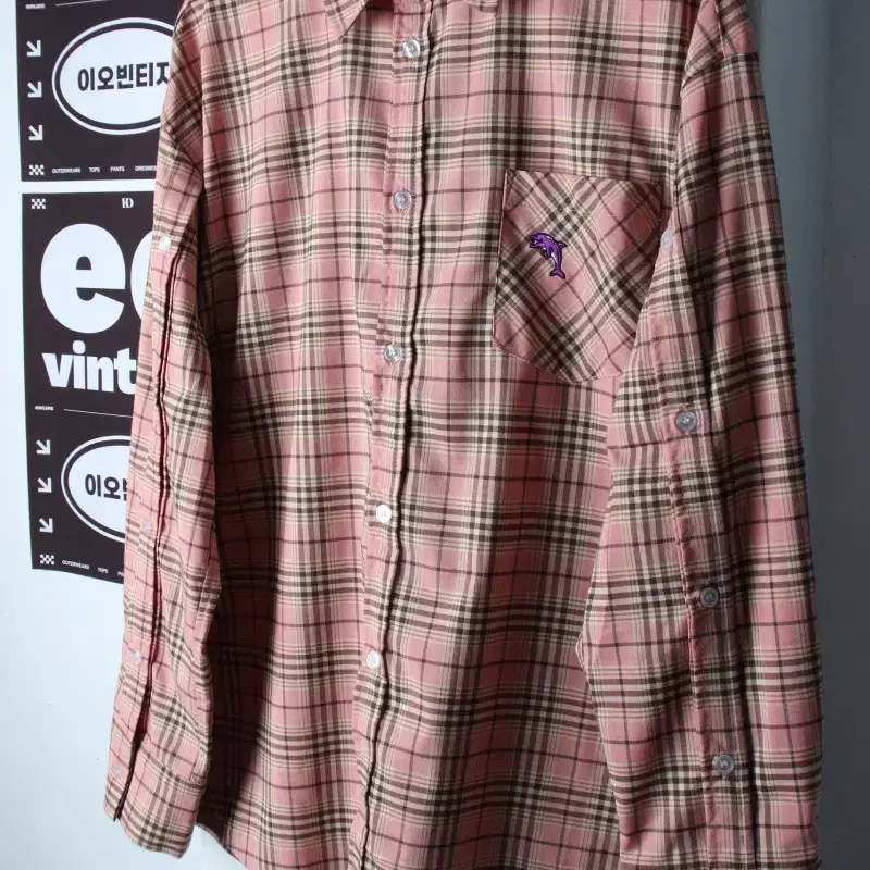 (M-XL) 와이케이 셔츠 남방 오버핏 체크 핑크 유니크-H37167