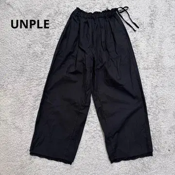 미사용 UNPLE 앰플 와이드 이지 팬츠 레이스 블랙 리본