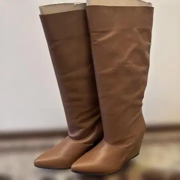 롱 부츠 브라운 스틸레토 웨지솔
