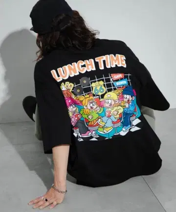 WIGO 위고 새상품 new jack 백 프린트 반팔 T셔츠 블랙